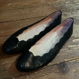 French Sole FS NY scalloped edge leather snake skin shoe size 9.5